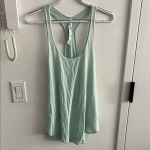 Mint Green Striped Women's Tank Top
